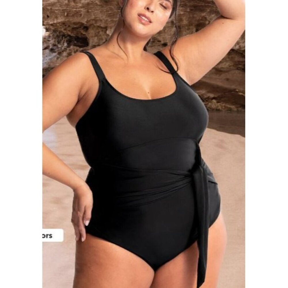 Shapermint Essentials Tie Belt One-Piece Swimsuit Women Size Plus 2XL NWT